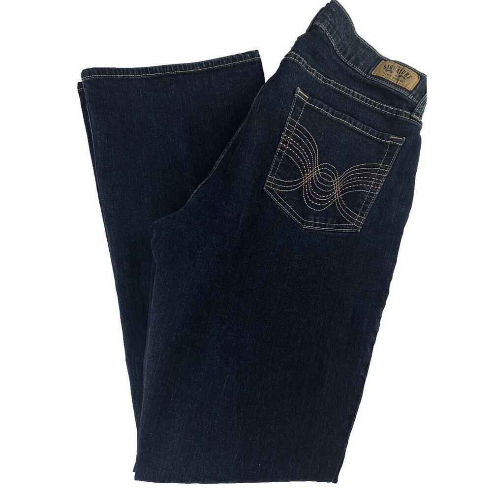 Levis Signature Womens Curvy Bootcut Dark Wash 5 Pocket Denim Blue Jeans 12